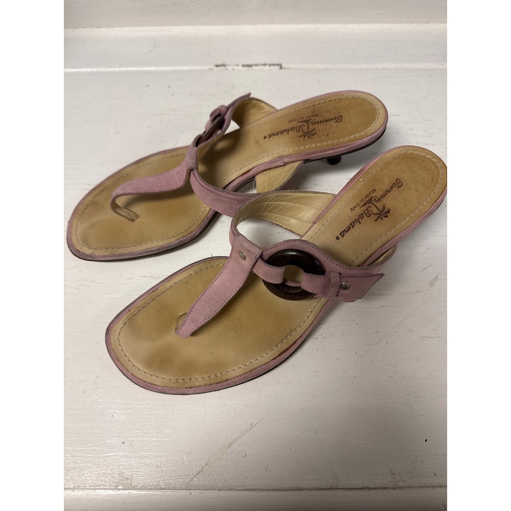 Tommy Bahama Pink Suede Leather Heeled Thong Sandals Size 8.5M Made in Italy